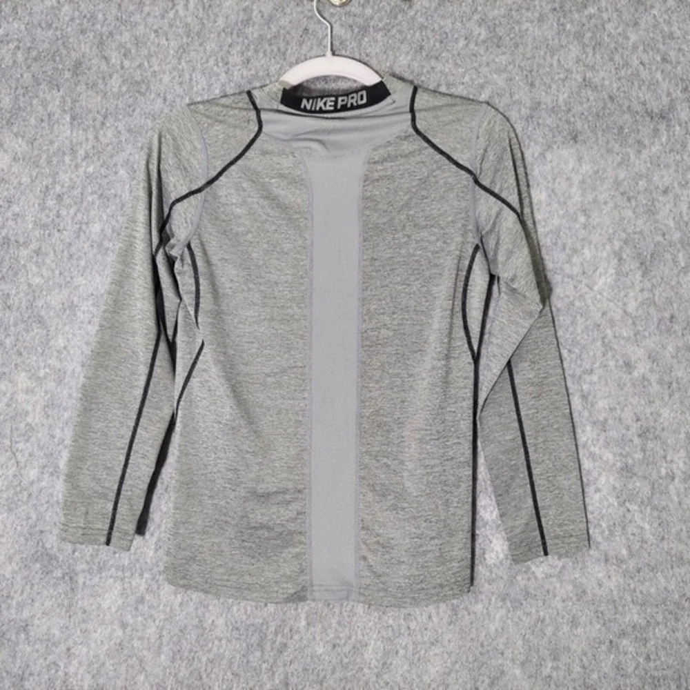 Nike Pro‎ Shirt Boys M Gray Dri Fit Compression Performance Training Athleisure